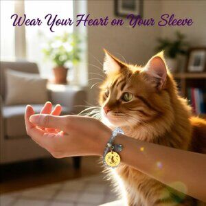 Shimmering Cat Lovers Stretch Bracelet @ 7" Wrists! Cat Lady Paws Pawprints